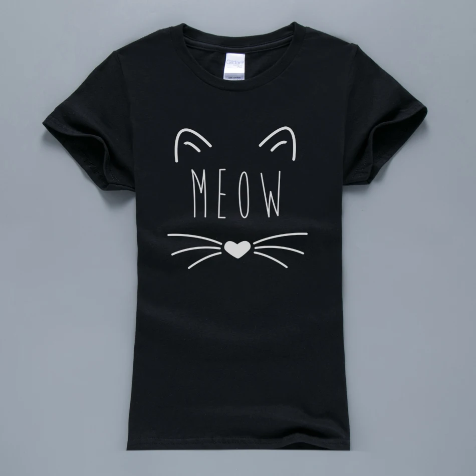 Женская футболка Kawaii Meow Cat Kitty, лето,, хлопок, короткий рукав, футболка, розовая, Kpop, Harajuku, топы, футболки для женщин