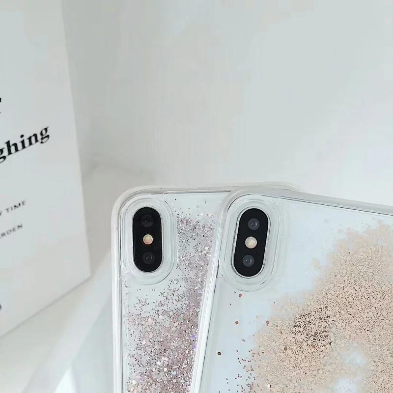 Милый чехол для девочек с зыбучим песком для iphone XS MAX X силиконовый чехол ТПУ PC динамическая жидкая Блестящая крышка для iphone 6 6s 7 8plus fundas