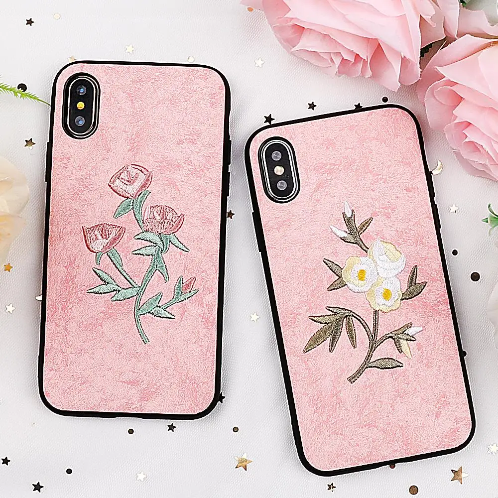 MYSUN Винтажный чехол с вышитыми цветами для iPhone XS XR Max X 8 7 6 6S Plus мягкий IMD мобильного