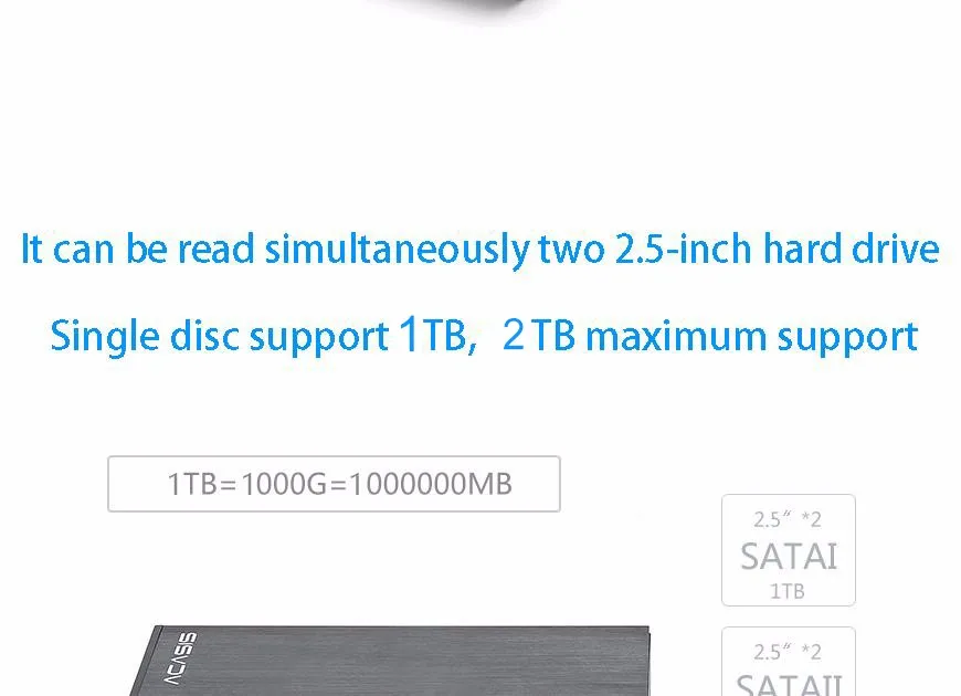 Acasis DT-S2 USB3.0 eSATA 2," двойной жесткий диск Raid корпус Поддержка 2 ТБ HDD RAID0 RAID1 JBOD SPAN алюминиевый сплав 5 Гбит/с