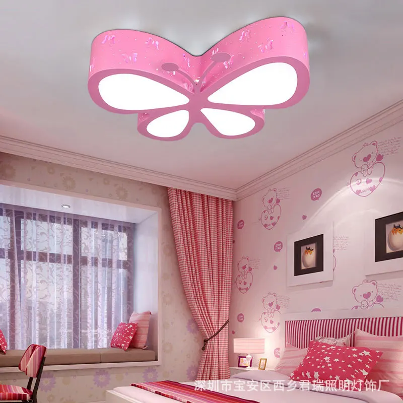 

Светодиодная лампа в виде бабочки для детской комнаты, потолочный мультяшный светильник для спальни для мальчиков и девочек