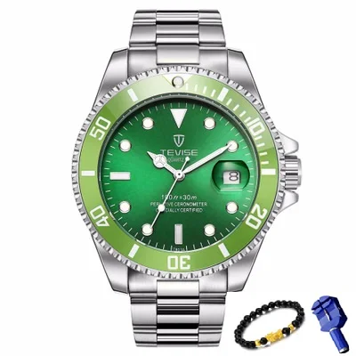Green TEVISE автоматические механические часы для мужчин часы спортивные Бизнес наручные часы мужские часы светящиеся часы календарь Relogio Masculino - Цвет: Green