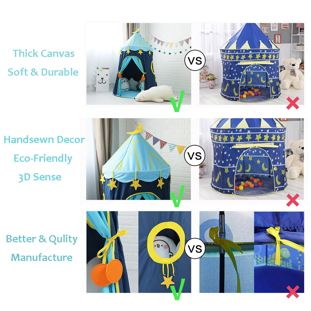 

Large Moon Stars Children Play Tent Kids Foldable Pop Up Castle Playhouse Indoor Outdoor Beach Toy Girls Baby Gift Blue Pink