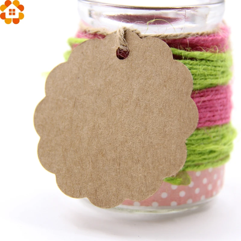 50 шт. круглые этикетки из крафт бумаги ярлыки для карт рукоделия скрапбукинга