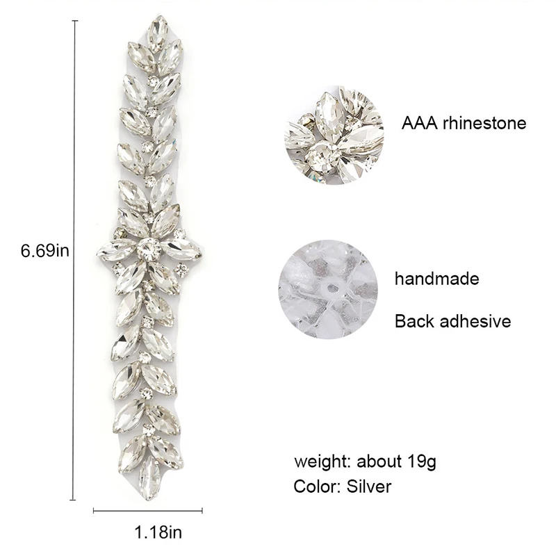 WENXI 10 PCS Handmade Silver Rhinestones Appliques Clear Crystal Sewing On Bridal Dress SashRhinestones Applique Accessory WX843 | Дом и сад