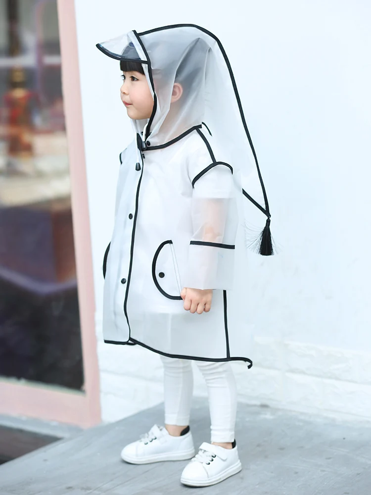 Children Raincoat EVA Transparent Clear Rainwear Hooded Outdoor Touring Rain Coat Travel Camping Capa De Chuva Infantil | Дом и сад