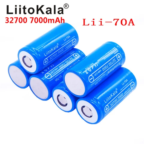 Аккумуляторная батарея LiitoKala 32700, 3,2 в, 7000 мА · ч, Lii-70A, lifepo4, 5C, для фонарика с резервным питанием