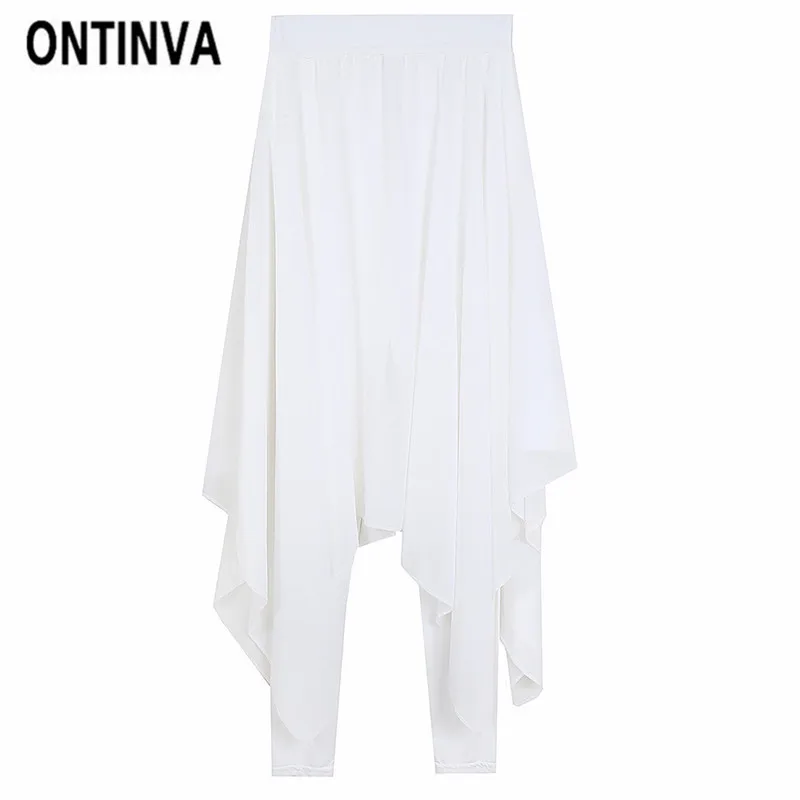 

2021 Patchwork Chiffon Skirt Pants Women High Waist Irregular Fitness Dancing Pencil Pantalon Femme Summer Casual Trousers