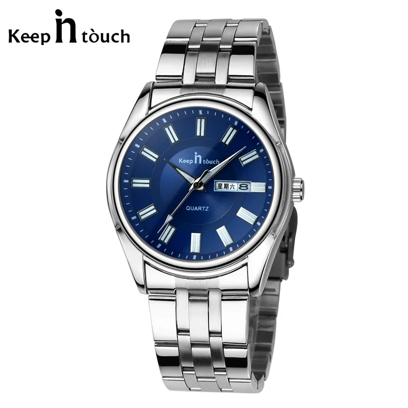 Люксовый бренд KEEP IN TOUCH мужские деловые Часы Montre из нержавеющей стали