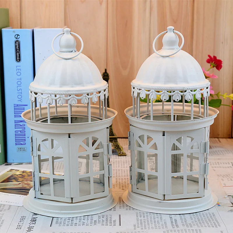 INS Ретро кованого железа ветрозащитный металлический подсвечник Свадебная