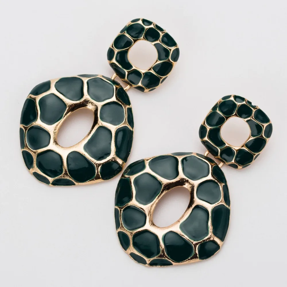 Модные большие серьги DiLiCa для женщин эффектные из эмалированного сплава