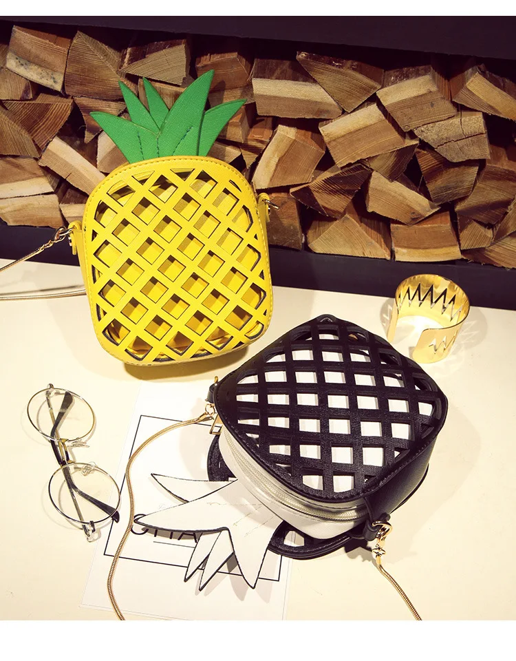 Sukebe Для женщин Сумки фрукты Симпатичные ананас цепь сумка выдалбливают мини