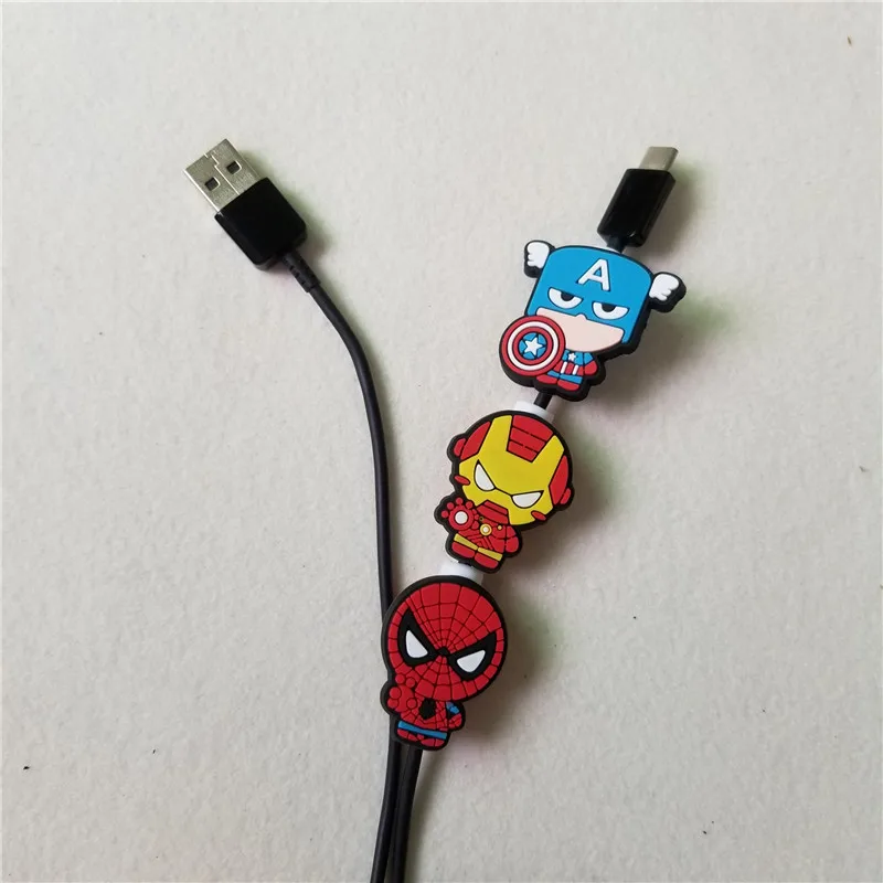 50 шт мультфильм Marvel супер герой USB зарядный кабель протектор шнур для iphone android