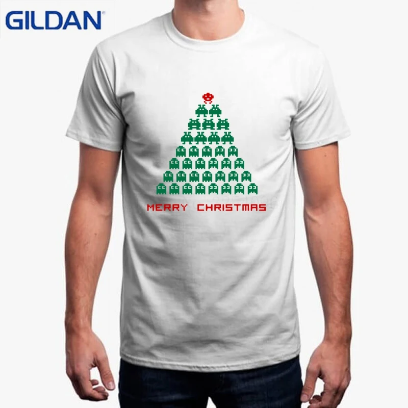 Уникальный Для мужчин футболка принт Camisa Negra Hombre Merry Рождество пиксельный Монстр