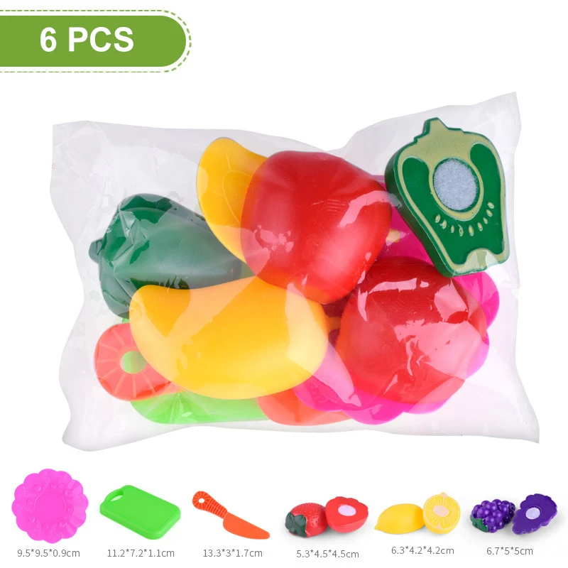 6pcs 1 комплект Дети Девочка ролевые игры искусственные фрукты, овощи подарок забавная игра YJS Прямая поставка - Цвет: 6pcs