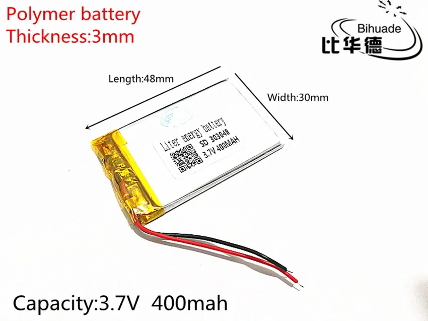 Оптовая продажа 10 шт 3 7 V 400mAh 303048 литий полимерный аккумулятор для DIY Mp3 MP4 MP5 GPS PSP