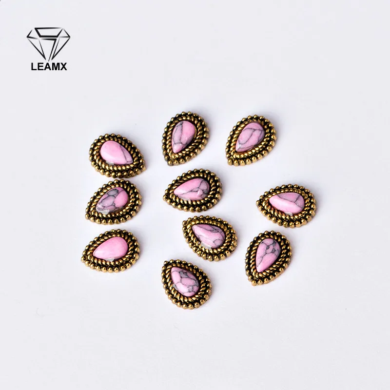 LEAMX 10 шт./пакет 3D Nail Art украшения металла капли воды Matt Nails маникюра декоративные Шарм Сплав Nail наклейки 8 цветов