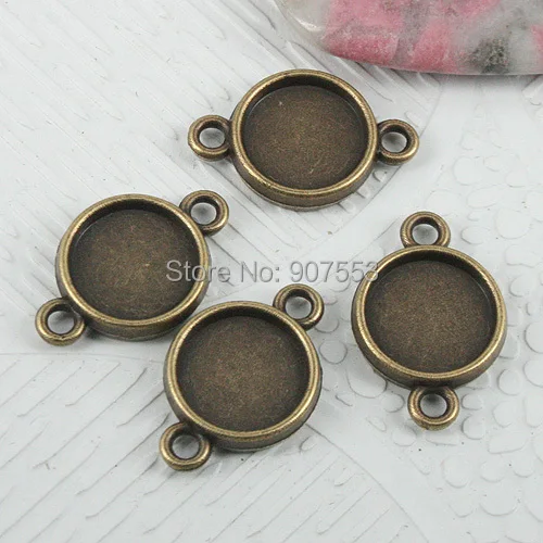 

42pcs antiqued bronze 2sided round cabochon settings(cabochon size 10mm) connector EF0739