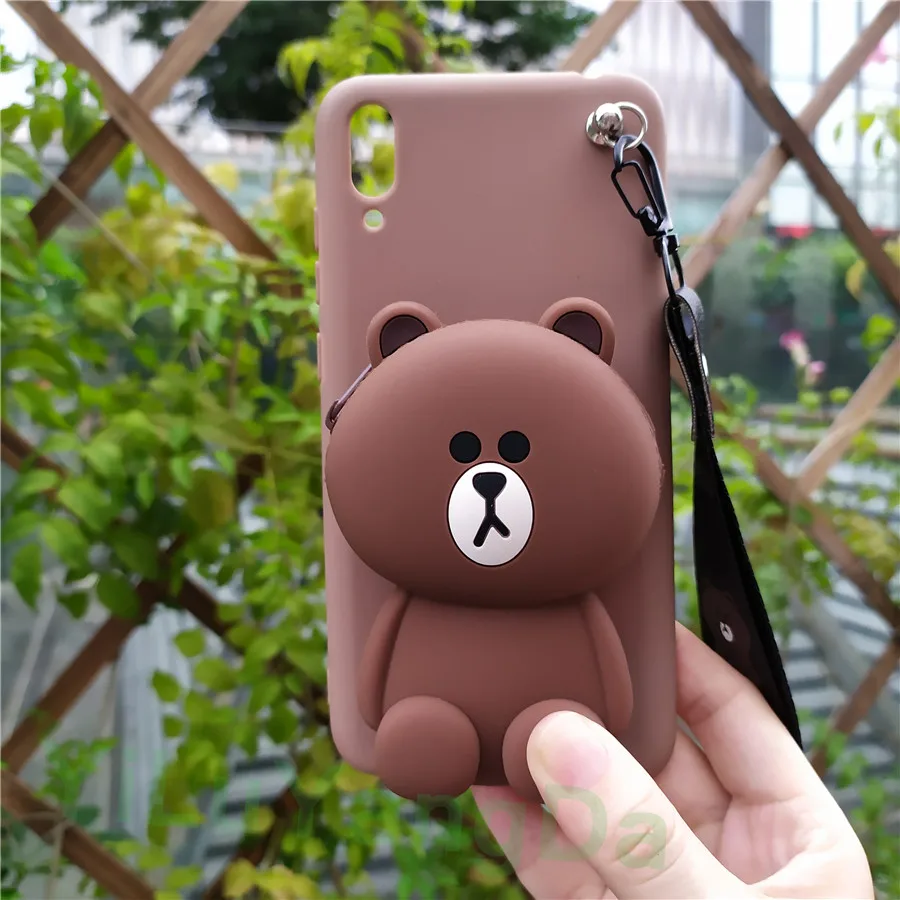Bear Wallet Для huawei Y5 Lite Y6 Y7 Pro Prime Y9 милый 3D мультяшный кошелек на молнии чехол для телефона мягкий силиконовый чехол сумка Coque Fundas - Цвет: Bear Wallet