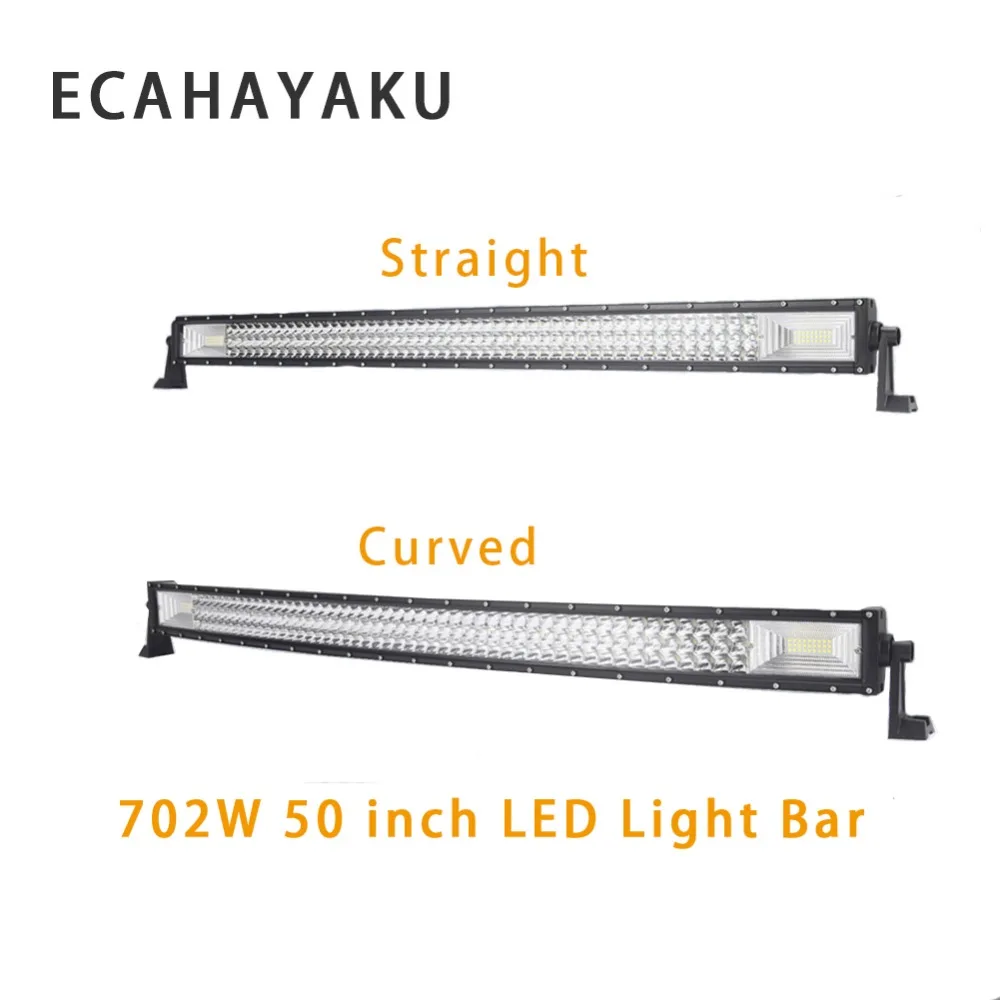 3 рядная изогнусветодиодный светодиодная световая балка ECAHAYAKU 702 Вт 50 дюймов 4x4