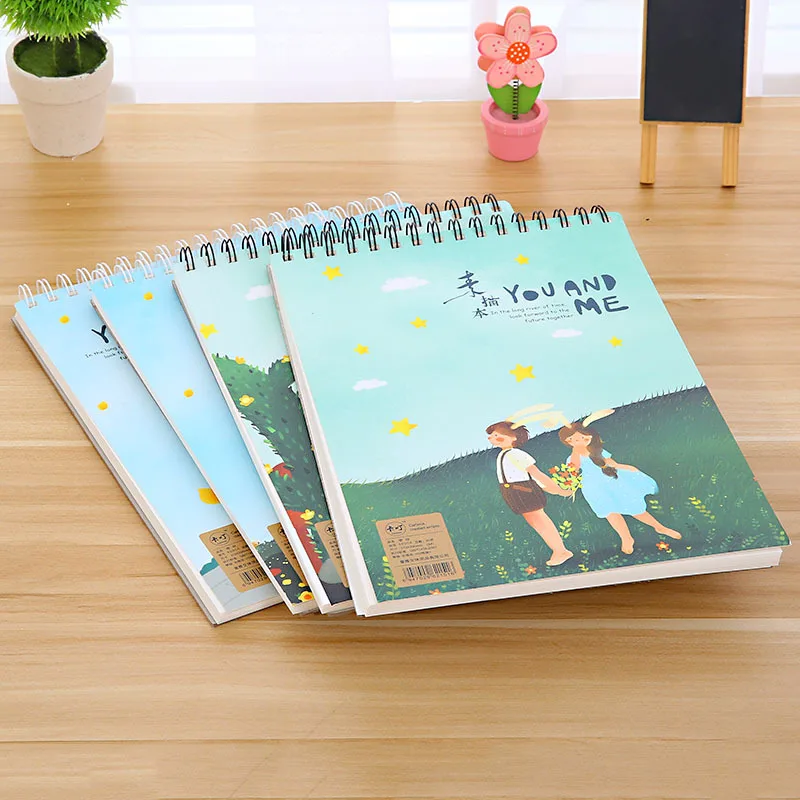 Coloffice Kawaii A4 мультфильм пустой этюдник катушка Doodle картина Notebook 100 листов школьные