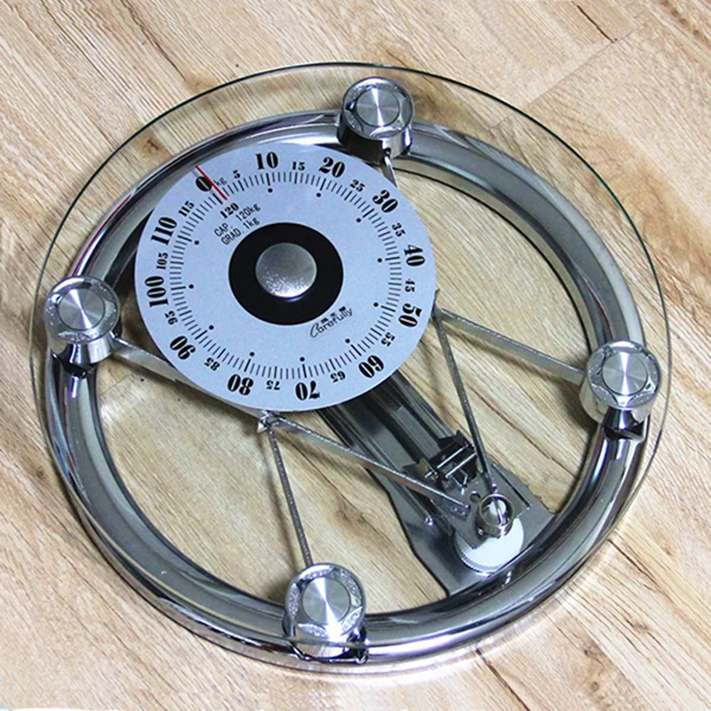 

Hot 120 kg Metal Household Mechanical Scales Floor Scales Stainless Steel Tempered Glass Spring Balance Hotel Gym Upscale Gift