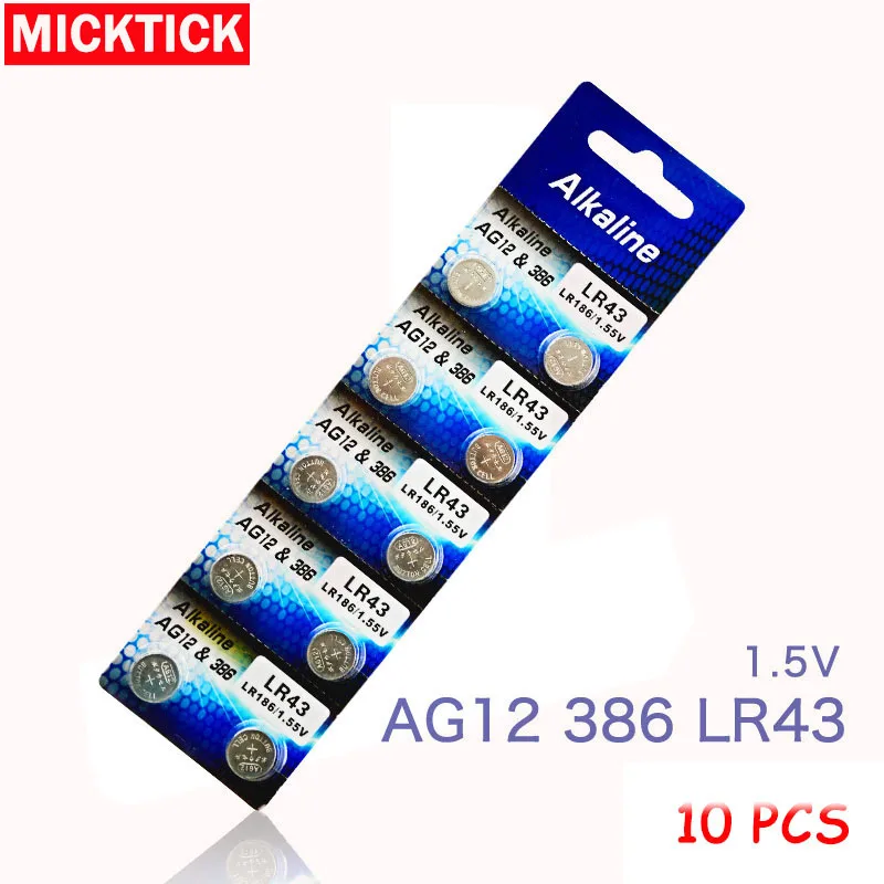 Новинка 10 шт./лот LR43 AG12 батарея для монет 386A SR43 186 LR1142 1 55 в электронные Литиевые