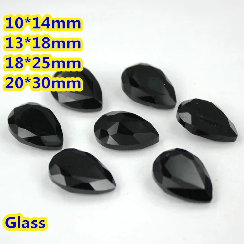 Каплевидные камни черного цвета в форме груши стеклянные каплевидные 10*14 мм 13*18