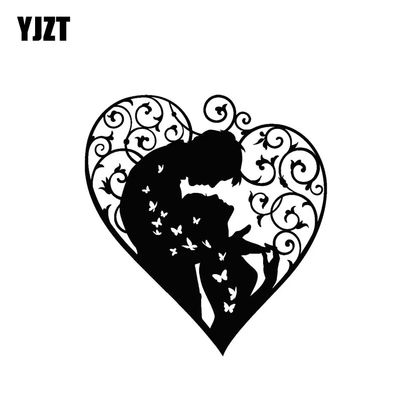 

YJZT 13.2*14.2CM Beautiful Perfect Love Story Family Decal Black/Silver Popular Artistical Style Car Sticker Vinyl C20-1153