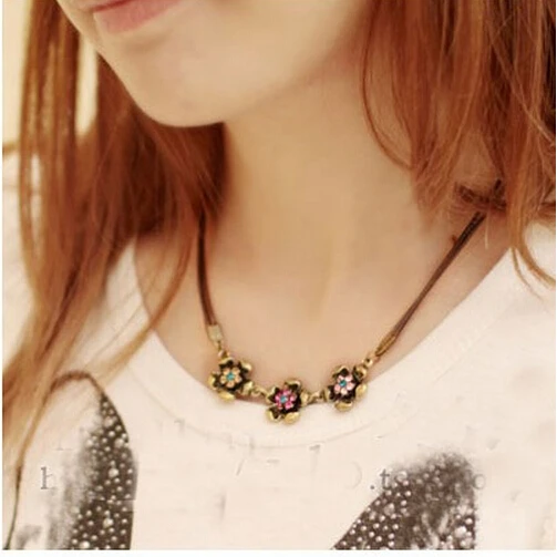 Красивое Ожерелье Стразы с кристаллами в стиле ретро ожерелье тремя цветами