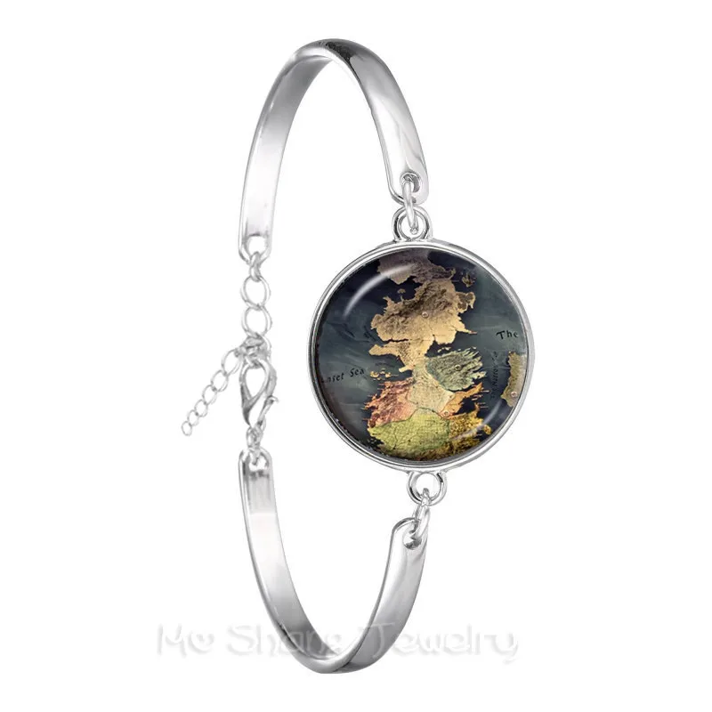 Стеклянные украшения винтажный браслет цепочка Карта мира Арт стеклянный купол