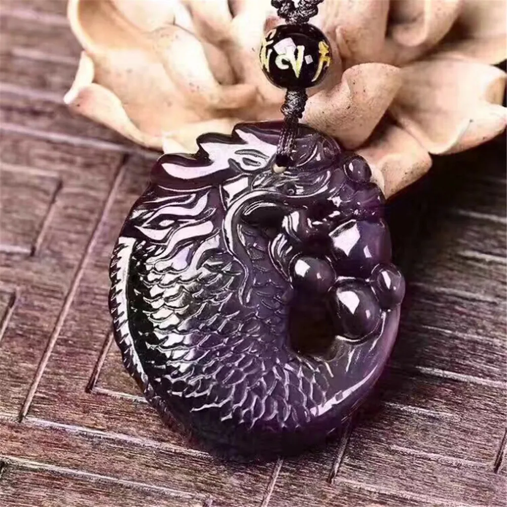 Новое поступление натуральный ледяной обсидиан кулон в виде дракона рыбы