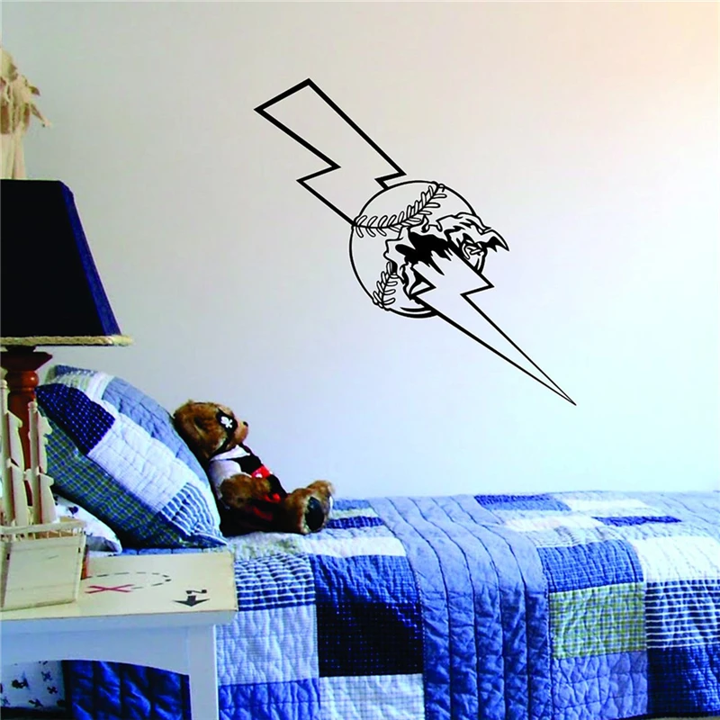 Молния болт бейсбольная Настенная Наклейка фотообои дизайн # T384|baseball wall sticker|designer