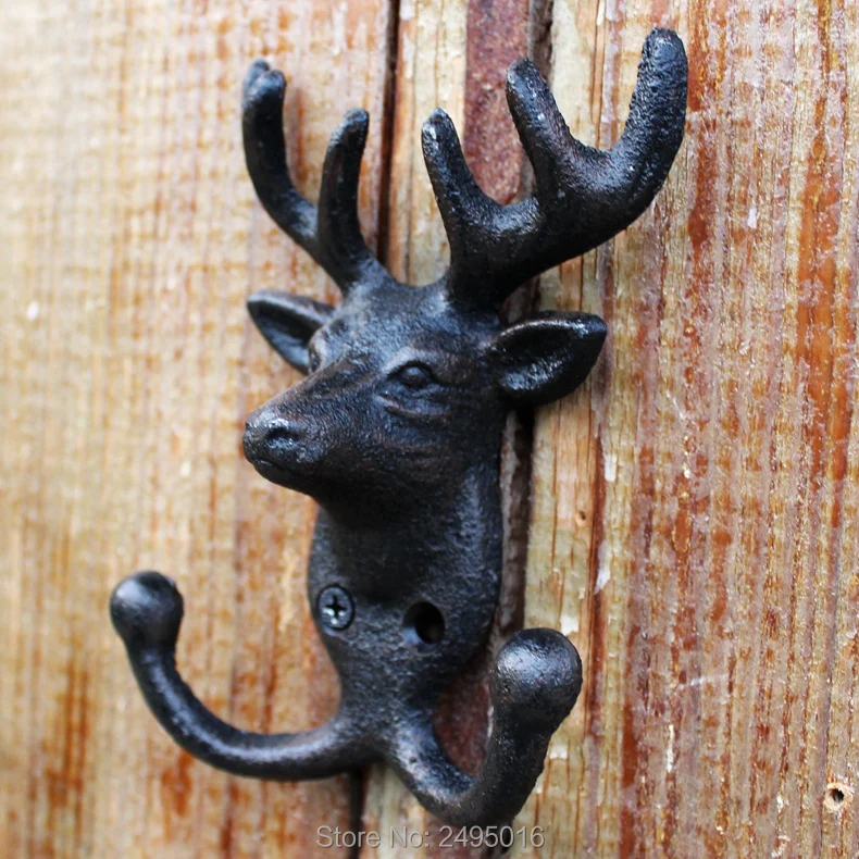 Cast Iron Wall Rack Key Holder Handcraft Coat (Deer-2 Hooks) | Дом и сад