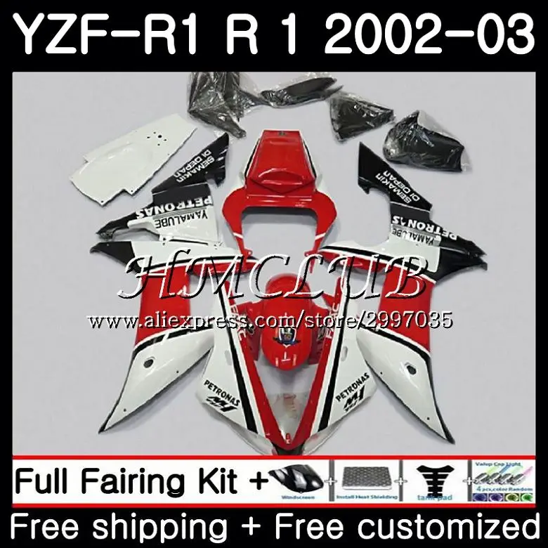 

Корпус для YAMAHA YZF R 1 YZF 1000 YZF-R1 2002 2003 20HC.18 YZF R1 02 03 YZF-1000 YZF1000 красный белый blk YZFR1 02 03 обтекатель