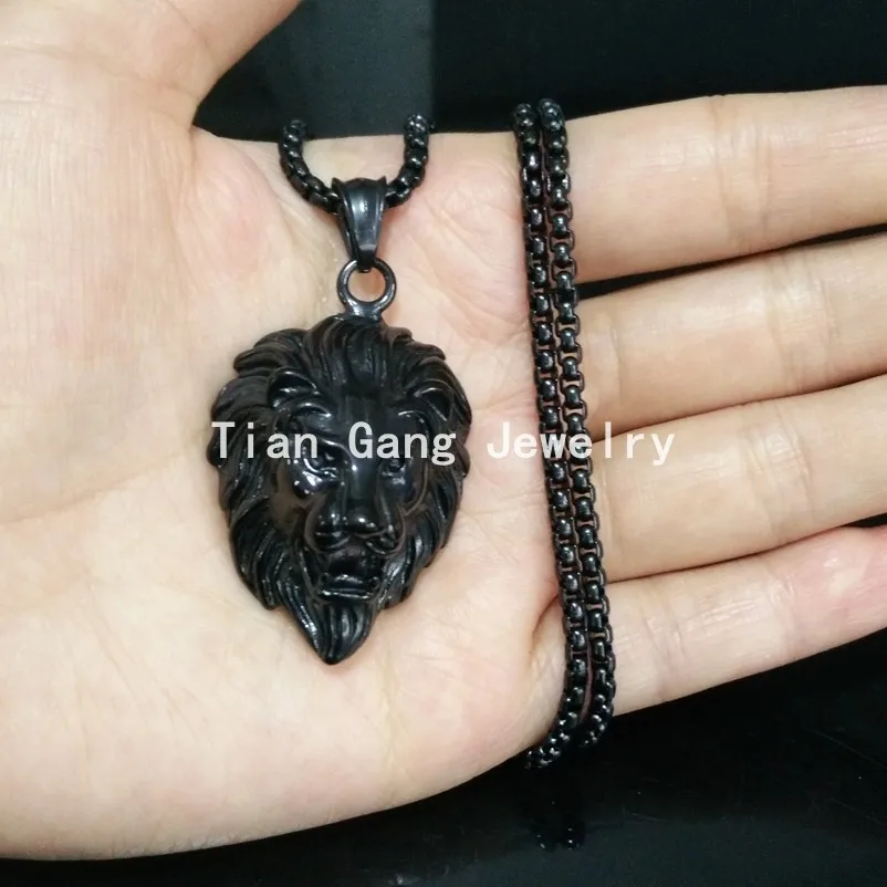 Крутая Мужская подвеска из нержавеющей стали 316L твердая черная тон цепочка с