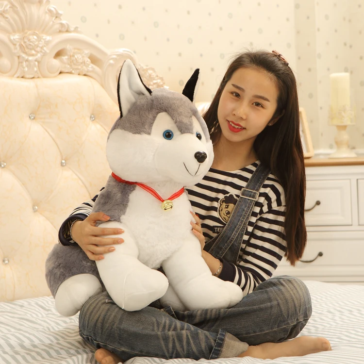 Натуральная Хаски плюшевые игрушки забавные мягкие животные имитация декорация