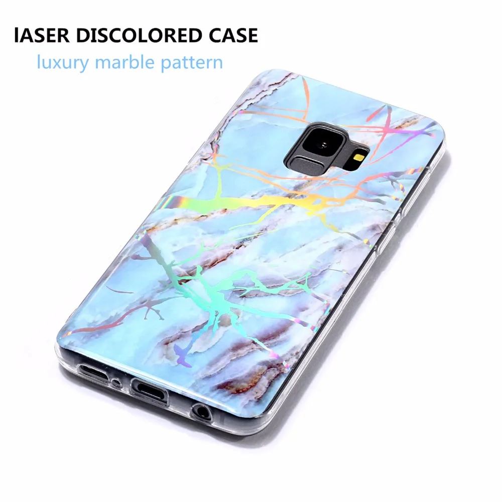 LANCASE блеск Мрамор чехол для samsung Galaxy S9 hoesje Мягкий ТПУ лазерный бесцветные плюс