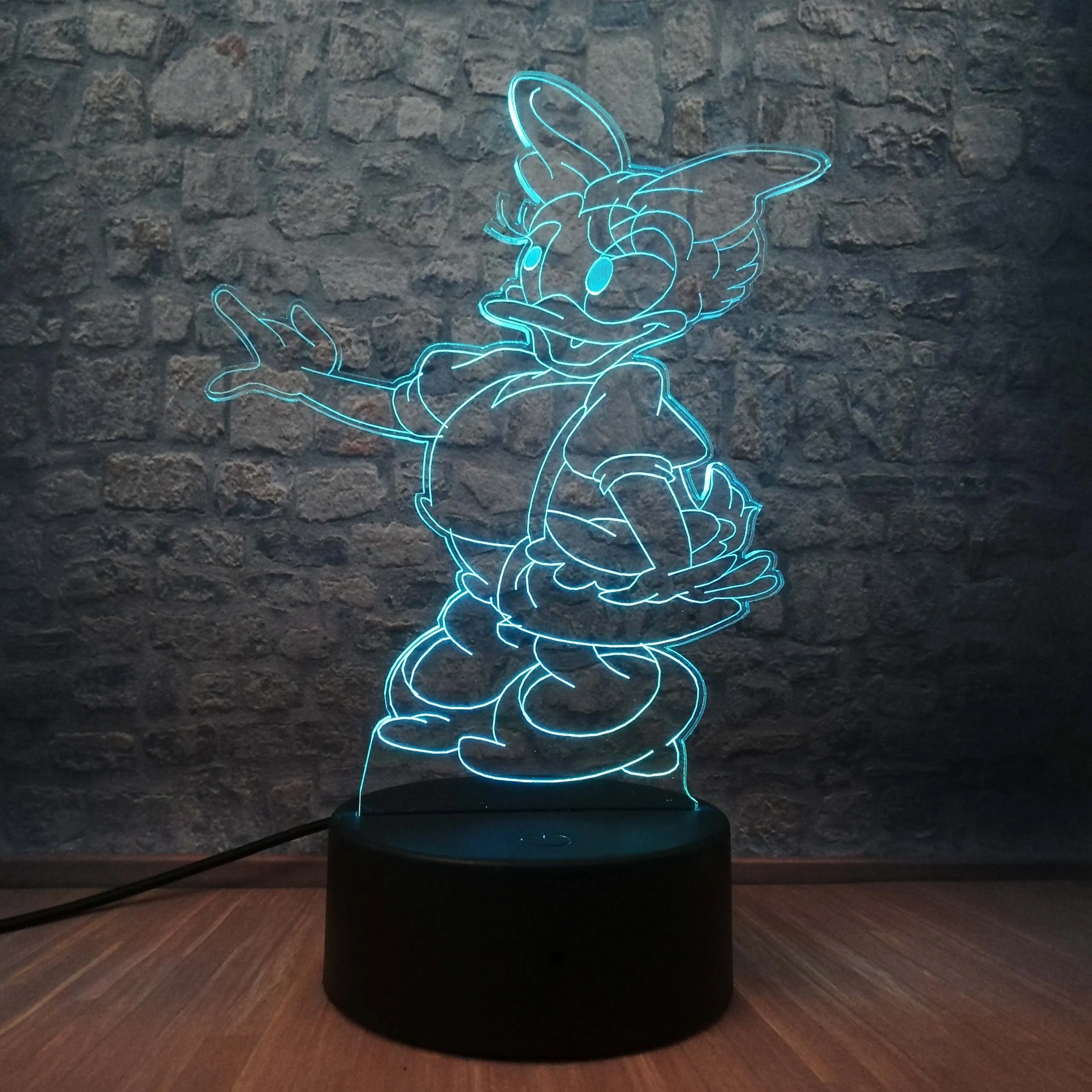 3D светодиодный светильник Дейзи Дак атмосфера USB база 7 цветов изменить Ночник