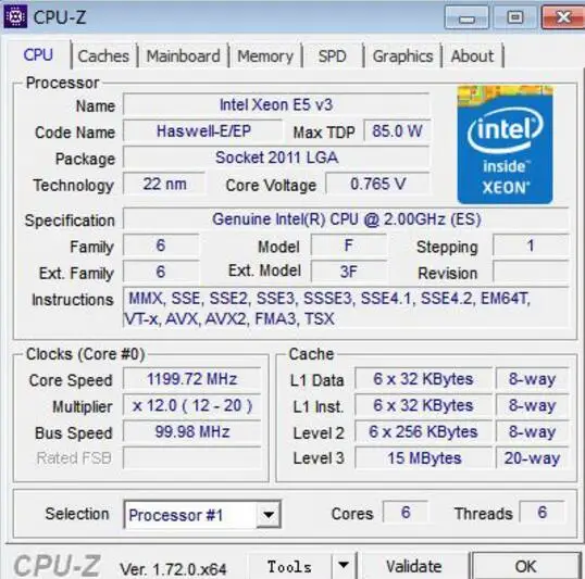 Оригинальный процессор Intel Xeon Engineering sampte E5 V3 2 ГГц 15 Мб 6 ядерный 2609V3 2609 5 Мб/с