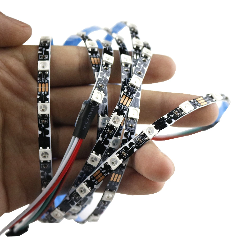 WS2812B 5,5 мм PCB S тип формы адресуемых RGB светодиодный пиксель полосы Гибкие 48 Светодиодный s 48 пикс./м не водонепроницаемый RGB светодиодные полосы 5V Полный Цвет 2 м IP20