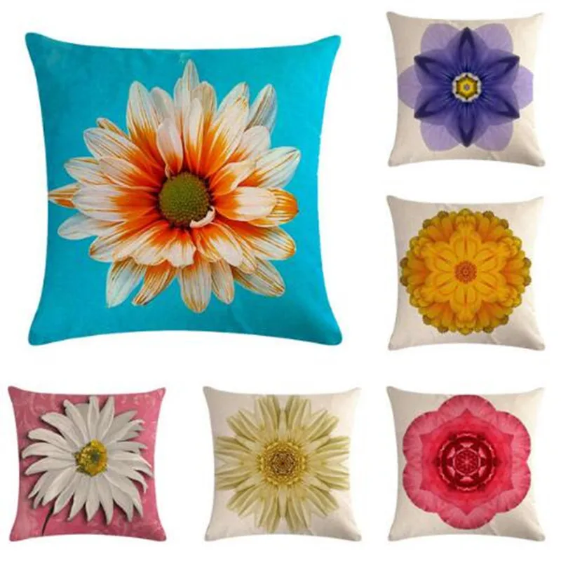 

Chrysanthemum flowers pattern linen/cotton throw pillow covers couch cushion cover home decorative pillows