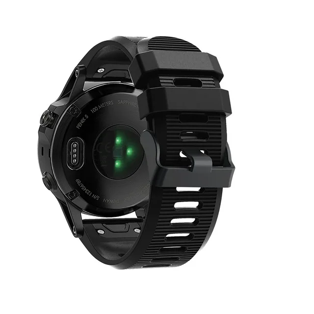 Черный 26 мм силиконовый ремешок для смарт-часов Garmin Fenix 6X/5X/5 XPlus/3/3HR/D2 Bravo/Quaitx3 Смарт-часы браслет Спорт Correa - Цвет: Черный