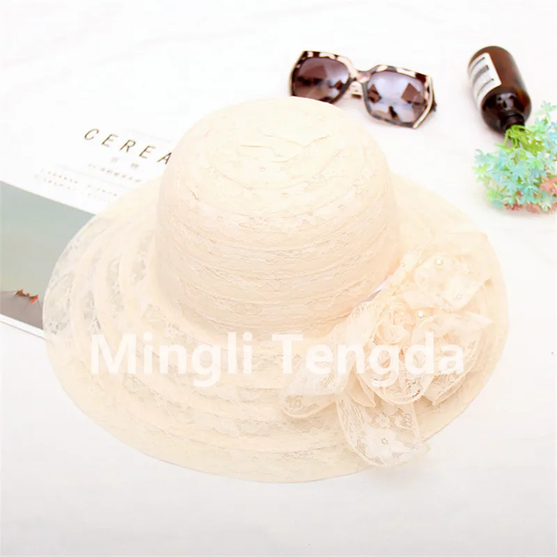 Ivory Mingli Tengda кружевная элегантная Свадебная шляпка большие Свадебные шляпы белая/светло-розовая Свадебная шляпка s и вуалетки простые свадебные аксессуары - Цвет: Ivory