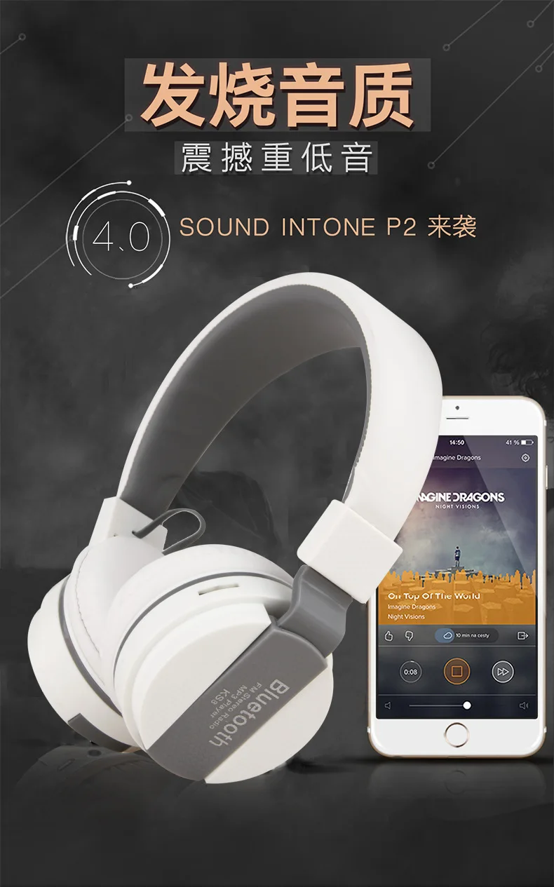 Высокое качество глубокий бас HiFi Bluetooth 4,1 наушники гарнитура складные беспроводные наушники TF карта Спорт Видео игры
