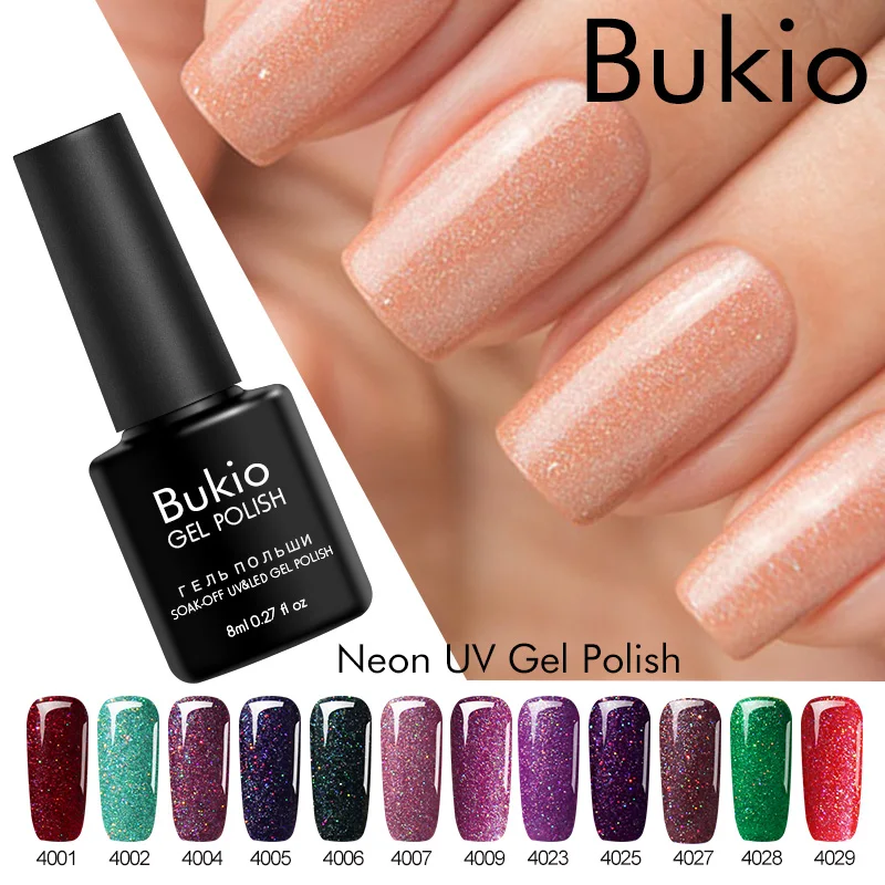 Bukio Радужные Блестки для ногтей Звезда Блеск Полупостоянный УФ искусственные