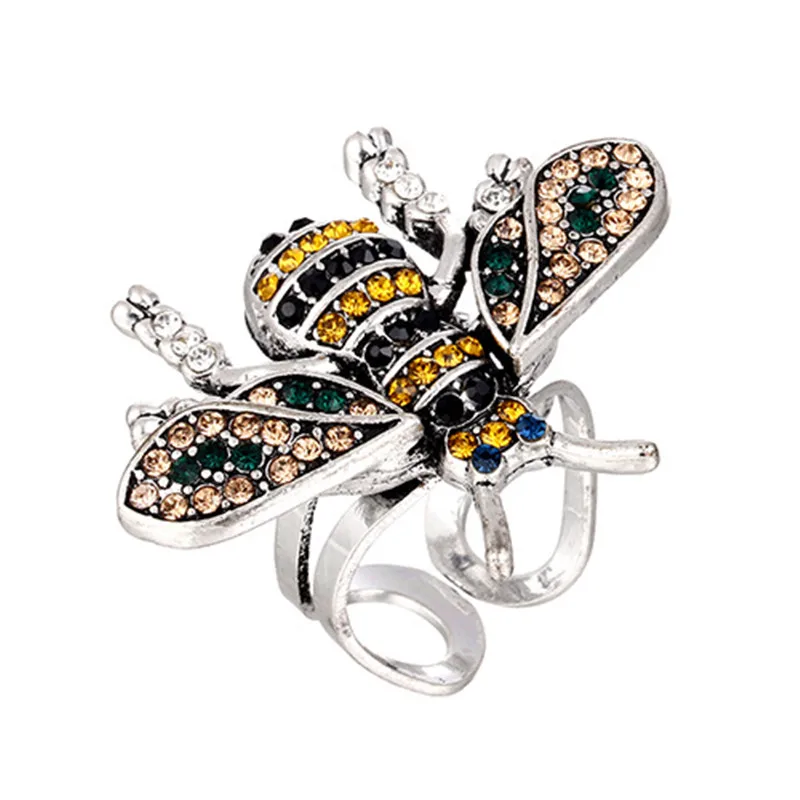 Летнее модное винтажное регулируемое Открытое кольцо с Пчелой для женщин