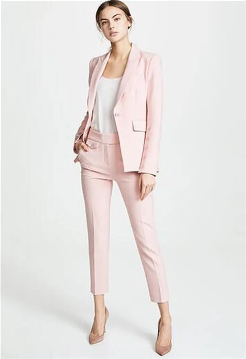 Pink Women Busines Jacket+Pants Women Business Suits Womens Pantsuit Office Uniform Style Female Trouser Suit Custom Made