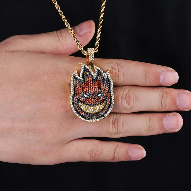 Новое ожерелье JINAO с подвеской в виде пламени для мальчика цепочка золотого цвета