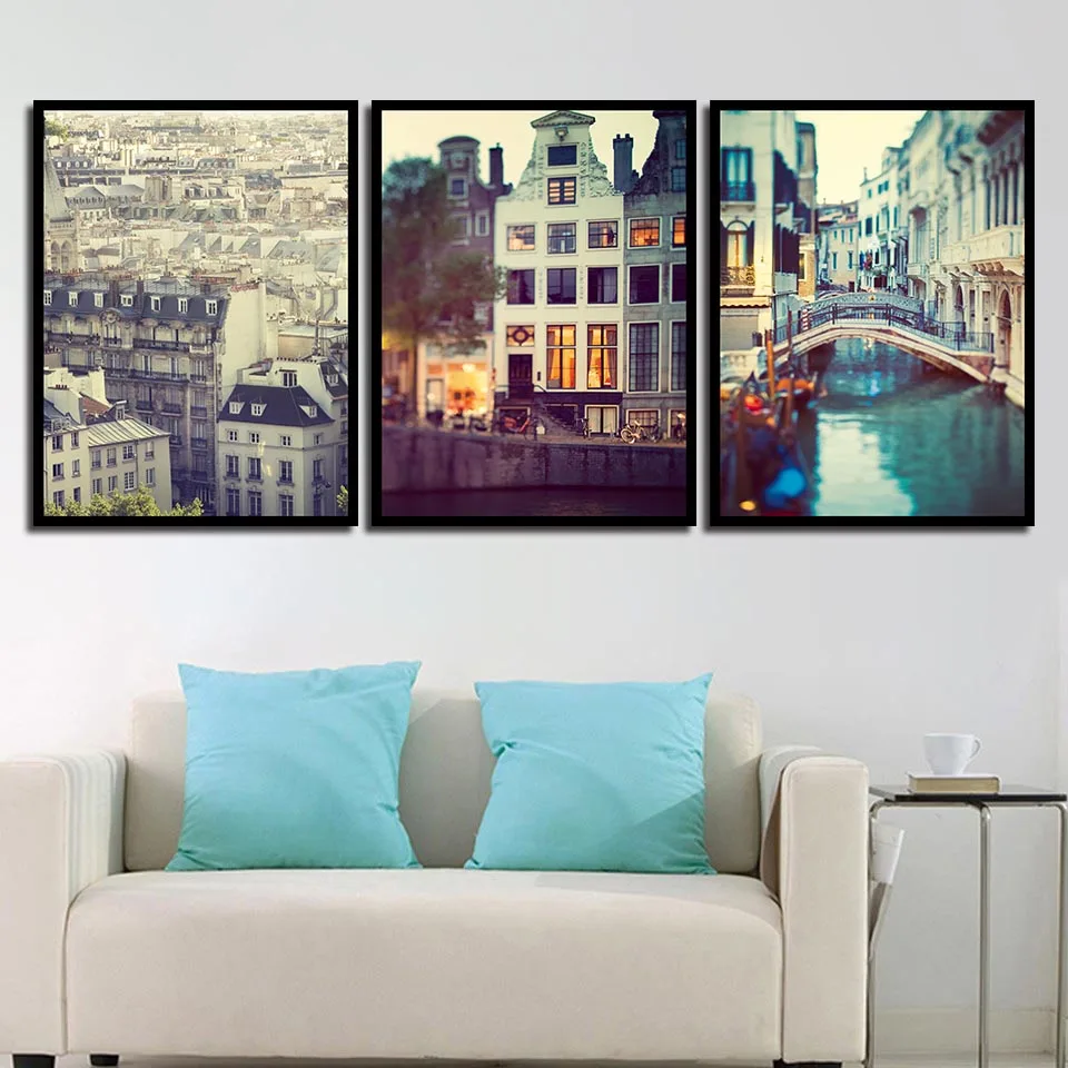 Картины с изображением уличного дома в водном городе декор для скандинавском